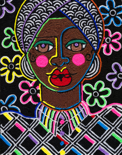 Disco Queen, 2025 - Original Yarn on Canvas Board