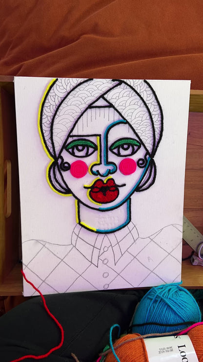 Disco Queen, 2025 - Original Yarn on Canvas Board