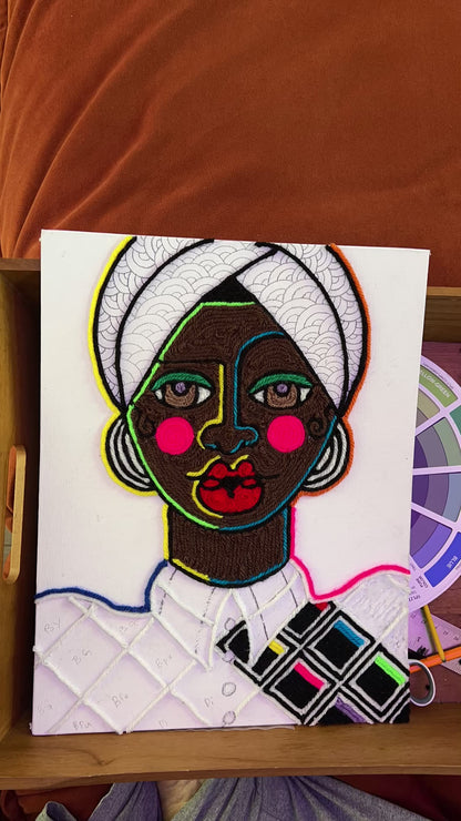 Disco Queen, 2025 - Original Yarn on Canvas Board
